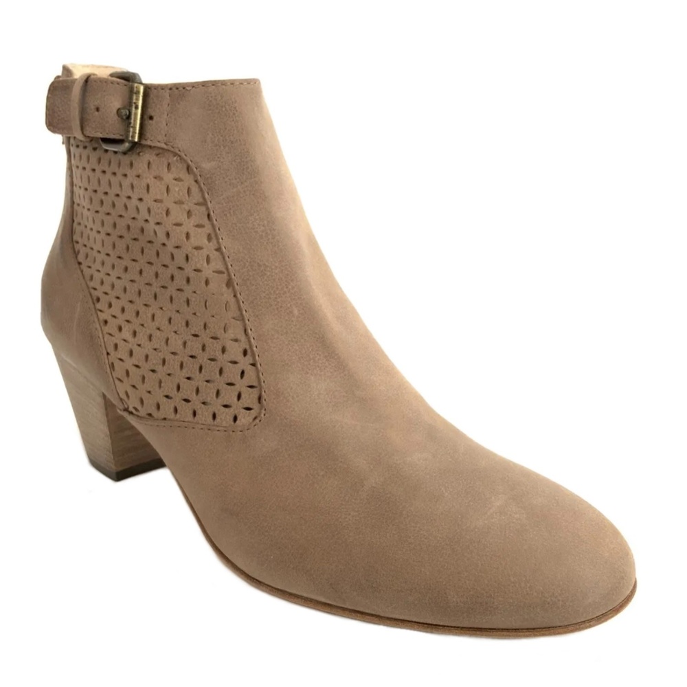 New Aquatalia Leather Francie Perforated Bootie Taupe 10.5